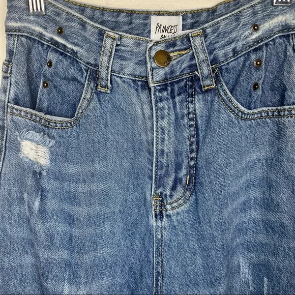 PRINCESS POLLY Balloon Leg Distressed Denim Size 2 Jeans - Picture 6 of 16